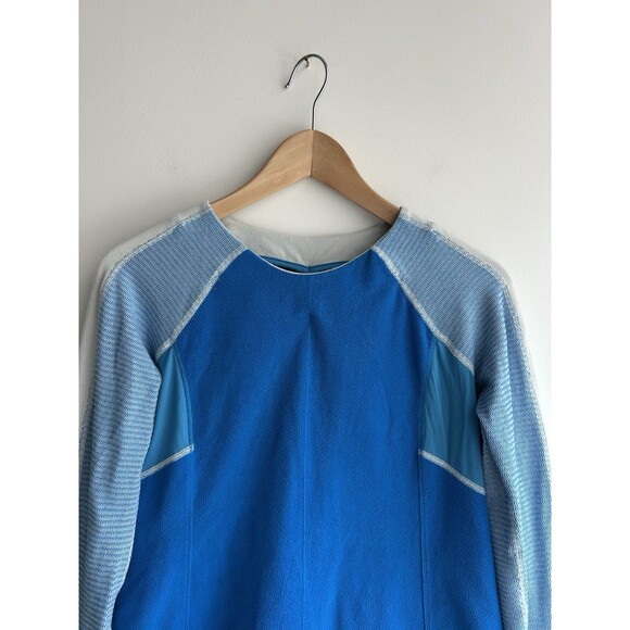 Lululemon Women’s Fleece Shirt Size 4 Reflective Lace Raglan Running Blue White - Picture 2 of 9